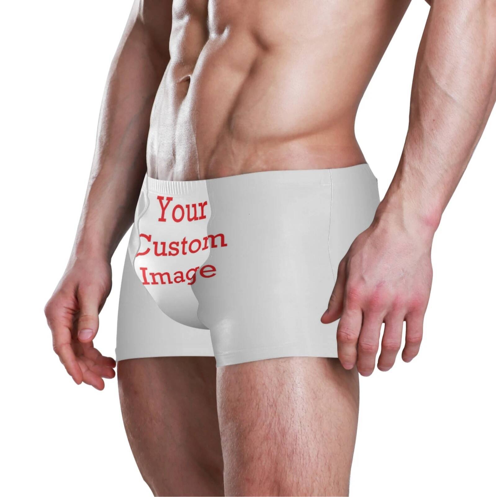 Men Swimwear Pants Summer Sexy Beach Swim Shorts New Custom Picture Swimsuit Men's Swimming Trunks Boxer Briefs