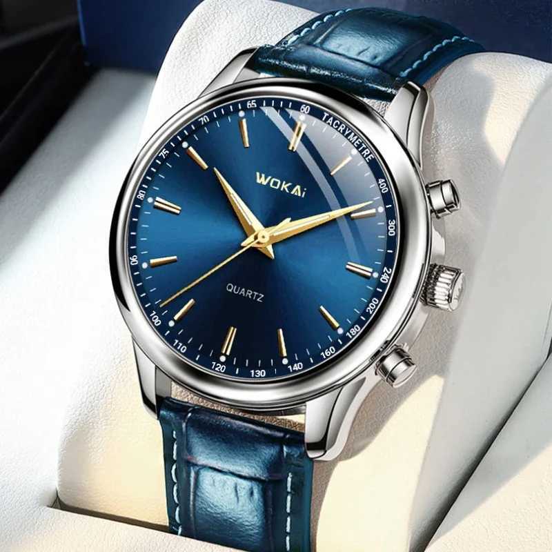 Fashion M Clock Mens Casual Wristwatch Elegant Blue Quartz Leather Strap Watches Clock Gift Mascino Relogio Reloj Hbre X2509041