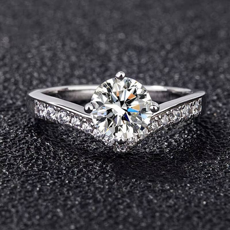 Forever love Promise Queen Joyful Charming Moissanite Luxury Silver 925 Simple Women Ring