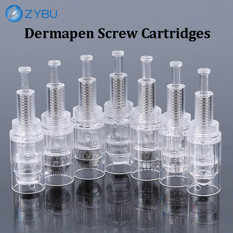 100Pcs Screw Slot Needle Dermapen Cartridges Electric Microneedles Mesotherapy MTS Tips 9/12/24/36/42 Pin Nano Derma Replacement Needles