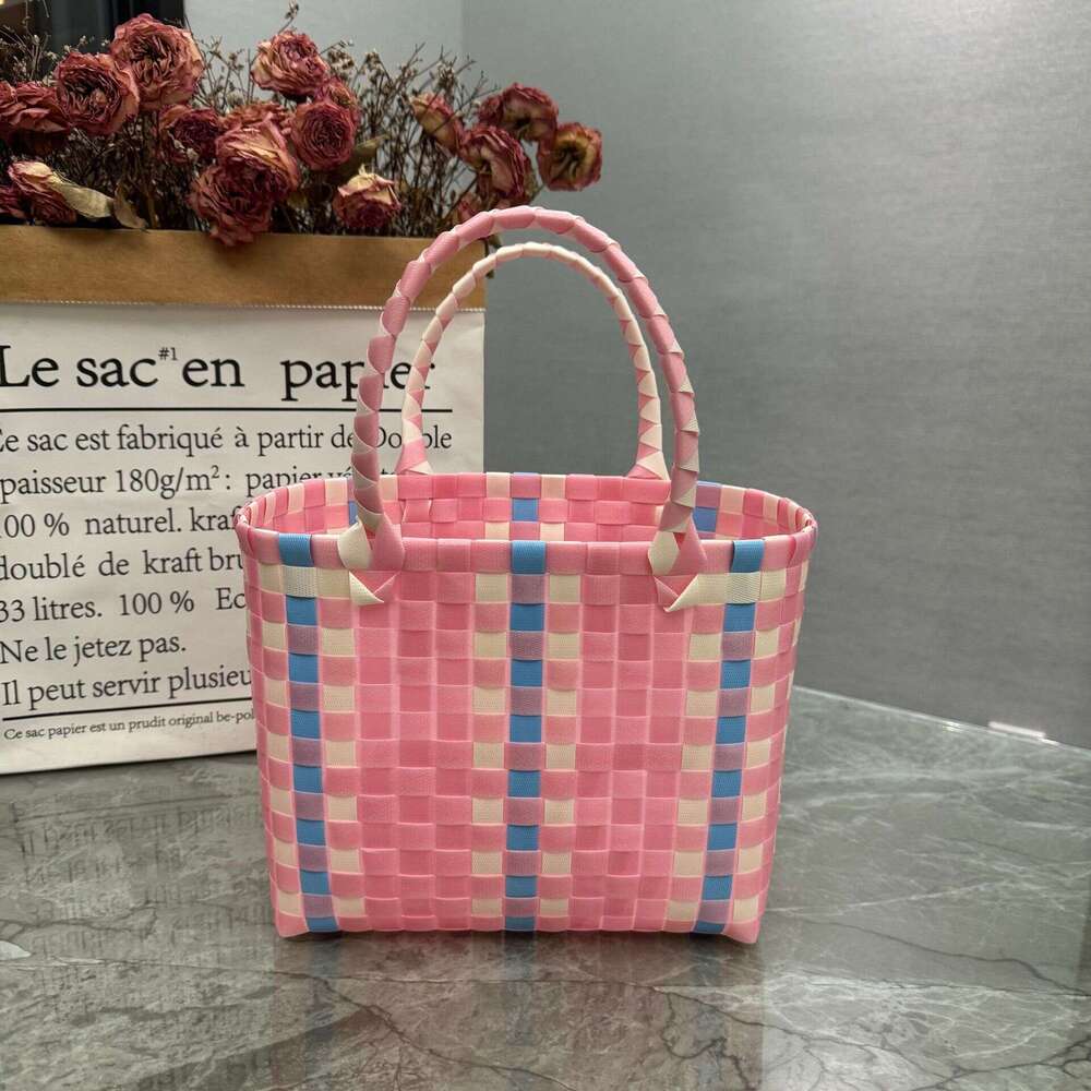 New Plastic Woven Handbag Gift Basket Fresh Style Beach Tote Women's Bag