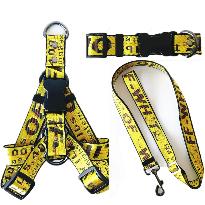 Designer Dog Collars Leashes Luxury Step-in Dog Harness Durable Nylon Leash for Small Medium Large Dogs Cat Golden French Bulldog Cool Fashion Pet Sup