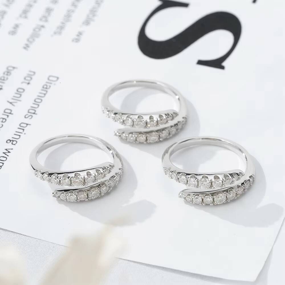 Spiral DNA Silver Promise Girls Luxury Design Mood Rings Sterling Silver Moissanite Wedding Ring