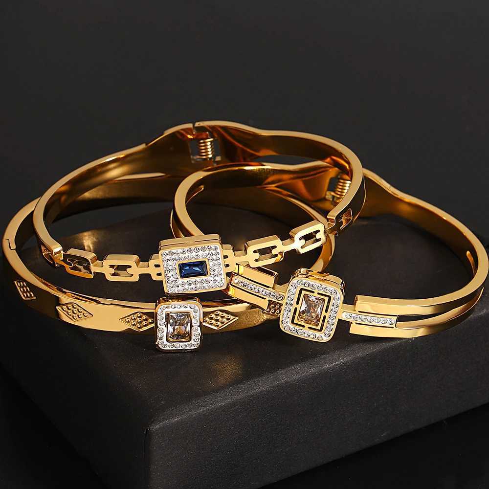 Greatera Pattern e Cubic Zircon Filled Stainless Steel Mens Bangle Small Color Disc Delicacy Luxury Mens Bracelet Y250904