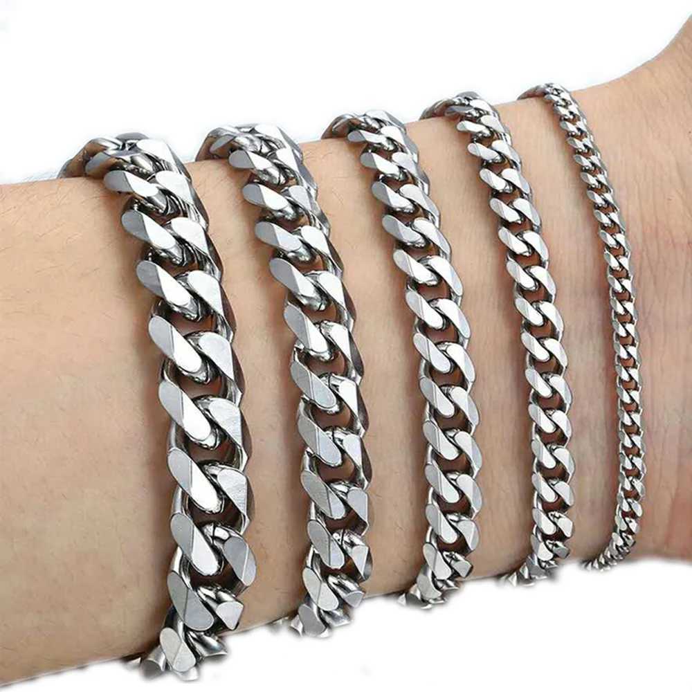 891113mm Stainl Steel SixSide Chain Black Color Men Women Bracelet Jewelry Couples Gift Wholesale Drop ShippingXJ250904
