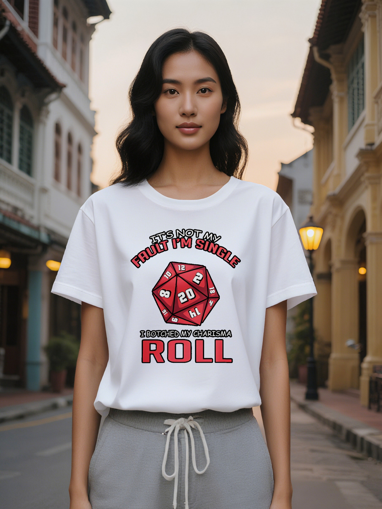 Large XL Lady Crew Neck T-Shirt with Bold Red Print It's Not My Fault I'm Single Design Black Background Perfect Gift for Plus Size