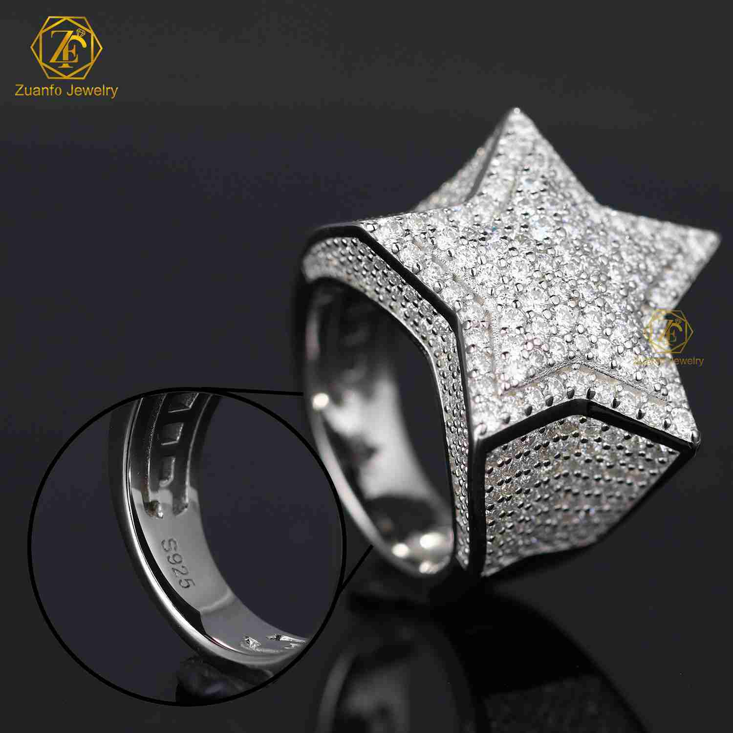 Lab Grown Diamond Style Cuban Link Ring 10K 14K 18K Gold Fashion Jewelry Rings Engagement Wedding Ring for Men