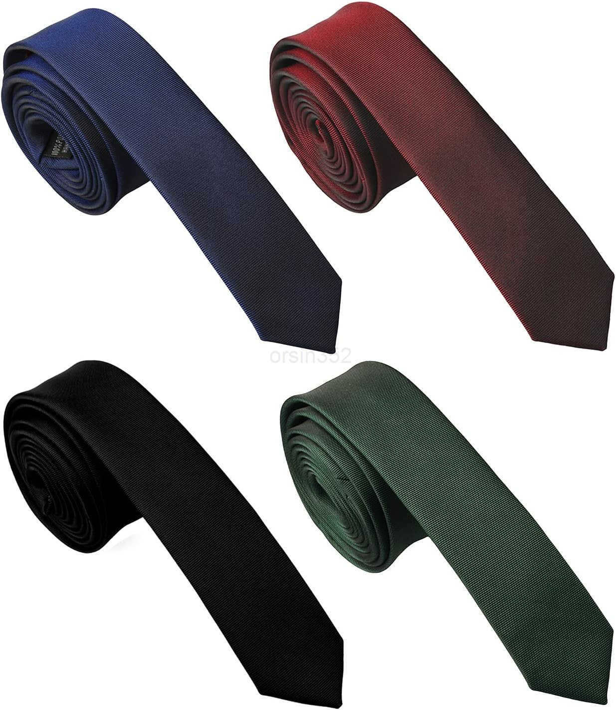 Ties for Men Solid Slim Retro Ties Basic Colors Ultra Thin Ties Pack of 4 or 2W250904