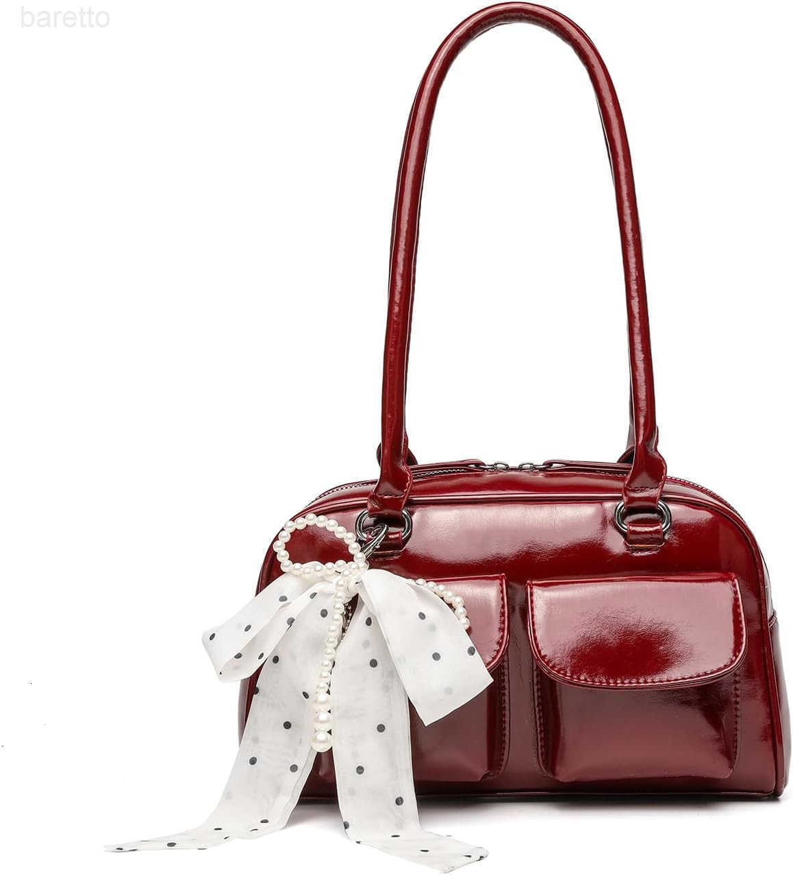 Y2K Shoulder Purses for Women Trendy PU Leather Retro Boston Handbag Lightweight and Versatile for Work and Travel M250903