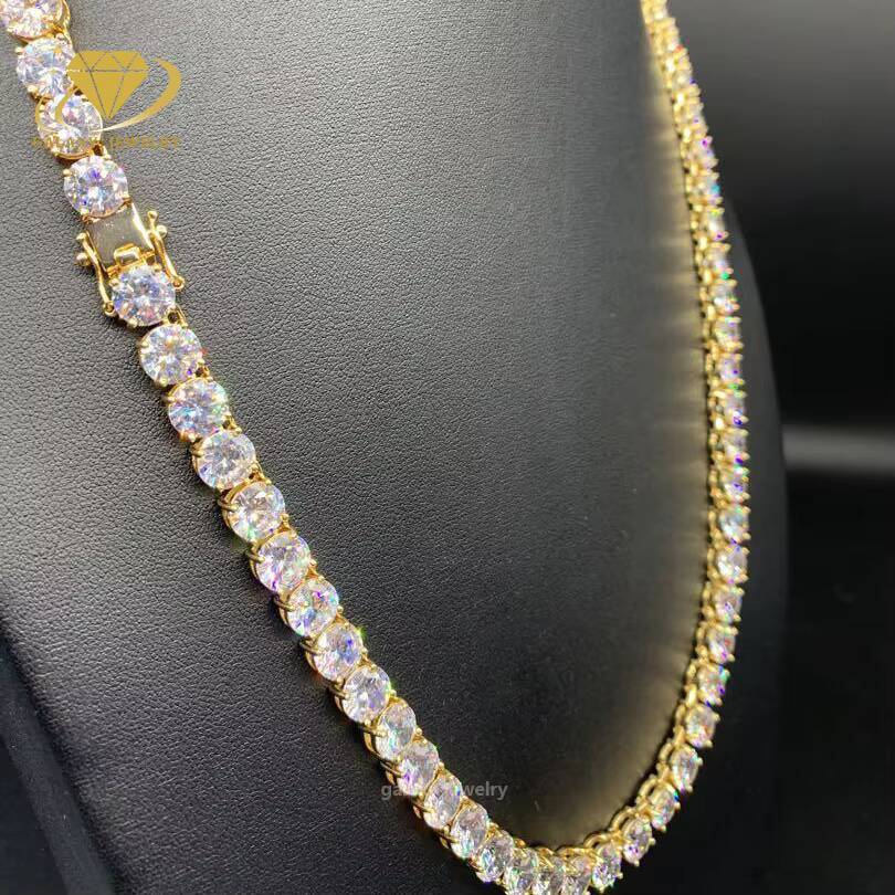 Designer 8mm Vvs Lab Moissanite 925 Silver Diamond Big Iced Out 10k 14k Gold Plated Tennis Chain Set Bracelet Necklace Mens