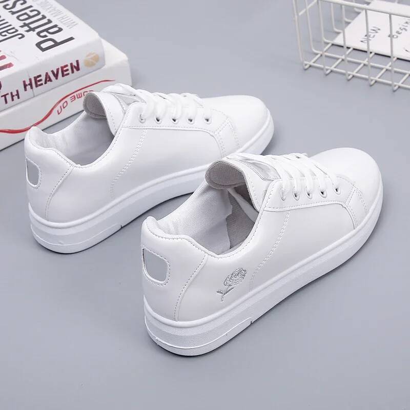Women Casual New Woman White Breathable Flower Lace-Up Female Sneakers Fashion Embroidered Vulcanized Shoes ddmysaturn ddmysaturn