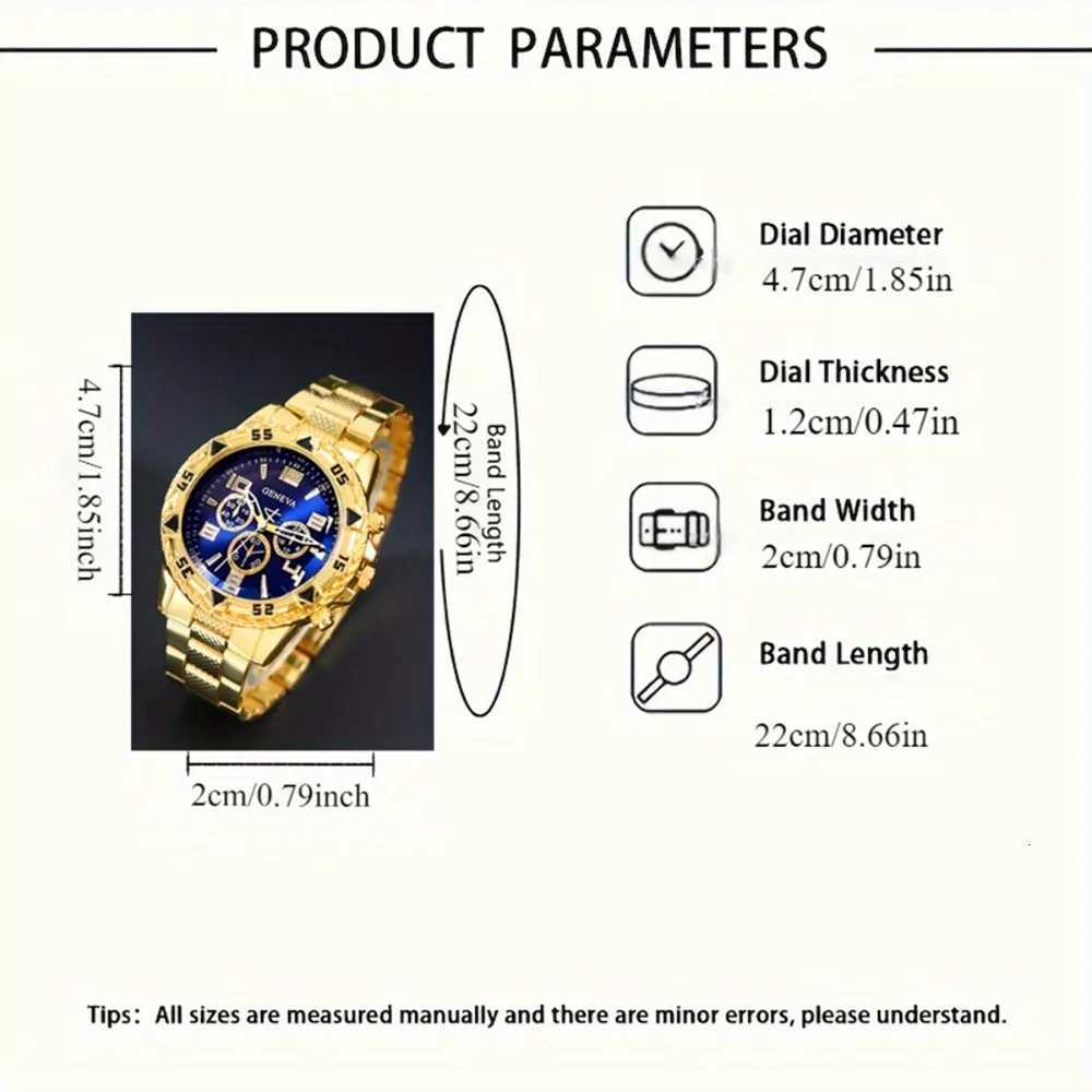 5pcsset Fashion Mens Classic Quartz Watches Men Necklace Ring Bracelet Luxury Mens Jewelry Set X250904