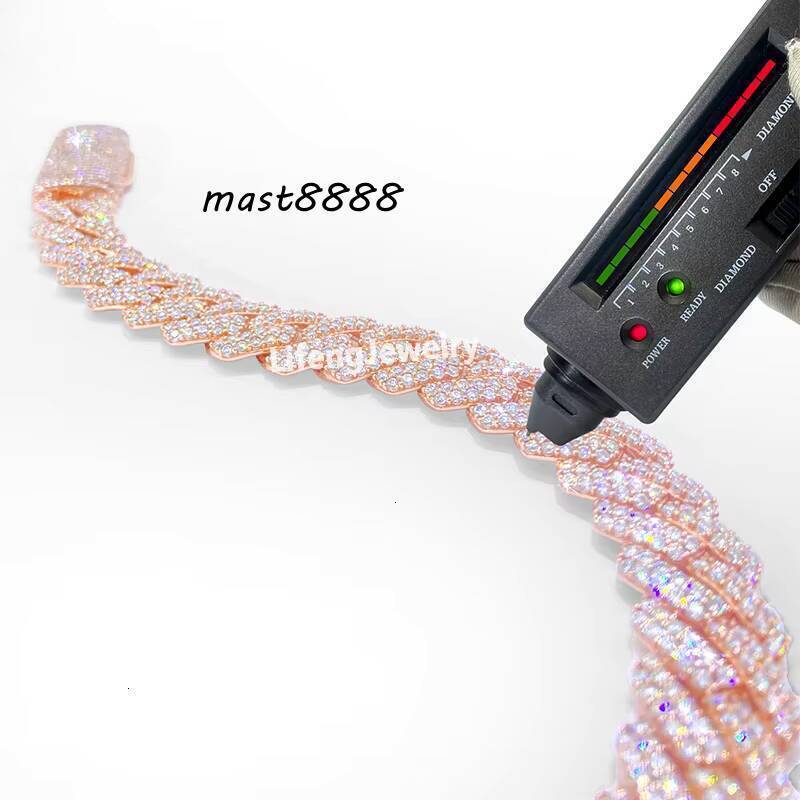 Pass Diamond Tester 925 Sterling Silver Full Vvs Moissanite Iced Out Cuban Link Anklet Bangle Bracelet for Men Women