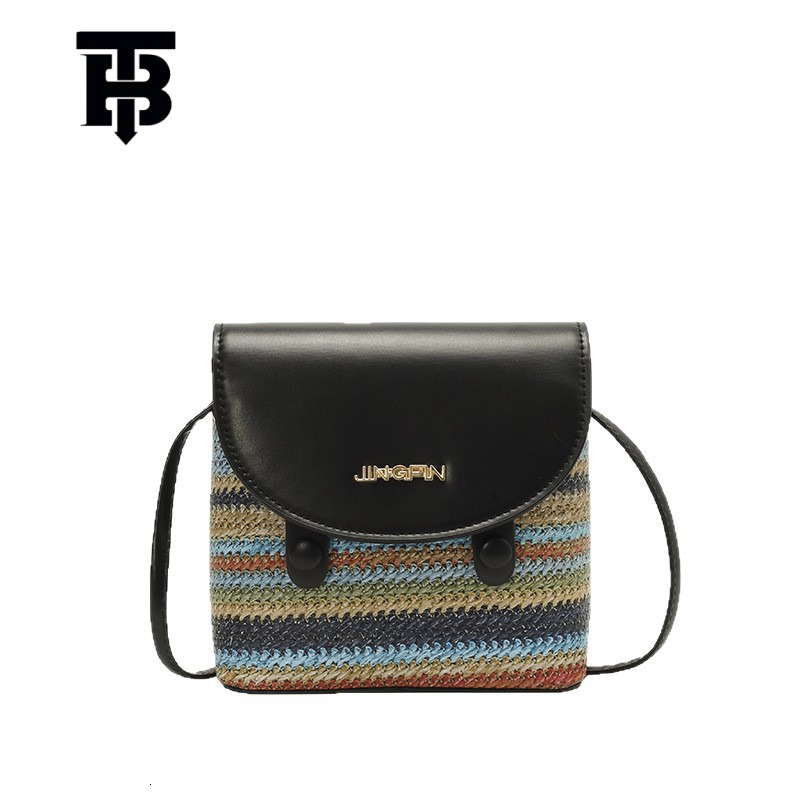 TB BHULAMTE Wholesale Straw Designer S Bag Woven Small Square Bag For Women, Foreign Trade Autumn New Color-block Light Luxury Shoulder Bag Celebrity 