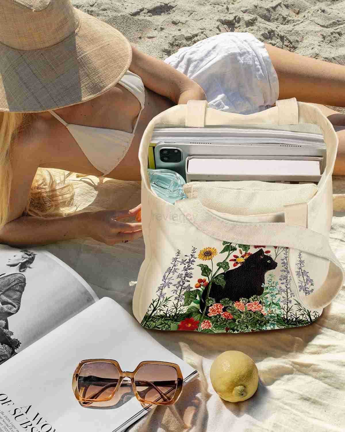 2 Pack Canvas Tote Bag with Makeup Zipper Pouch for Women Bag for Shopping Gym Travel VacationW250904