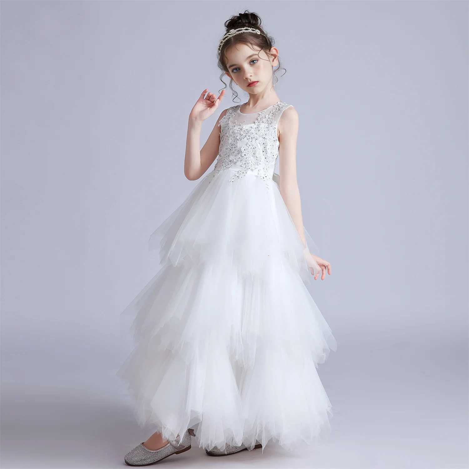 Girls Costume Party Christmas Long Dresses For Formal Wedding Elegant Ball Gown 4-12 Years Children Pink Dress Clothes Z250904