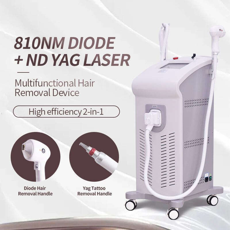 CE Approved 810Nm Diode + Nd Yag Picolaser Q Switched Hair/Tattoo Removal 2 In 1 Skin Rejuvenation Freckle Mole Lightening Standing Instrument