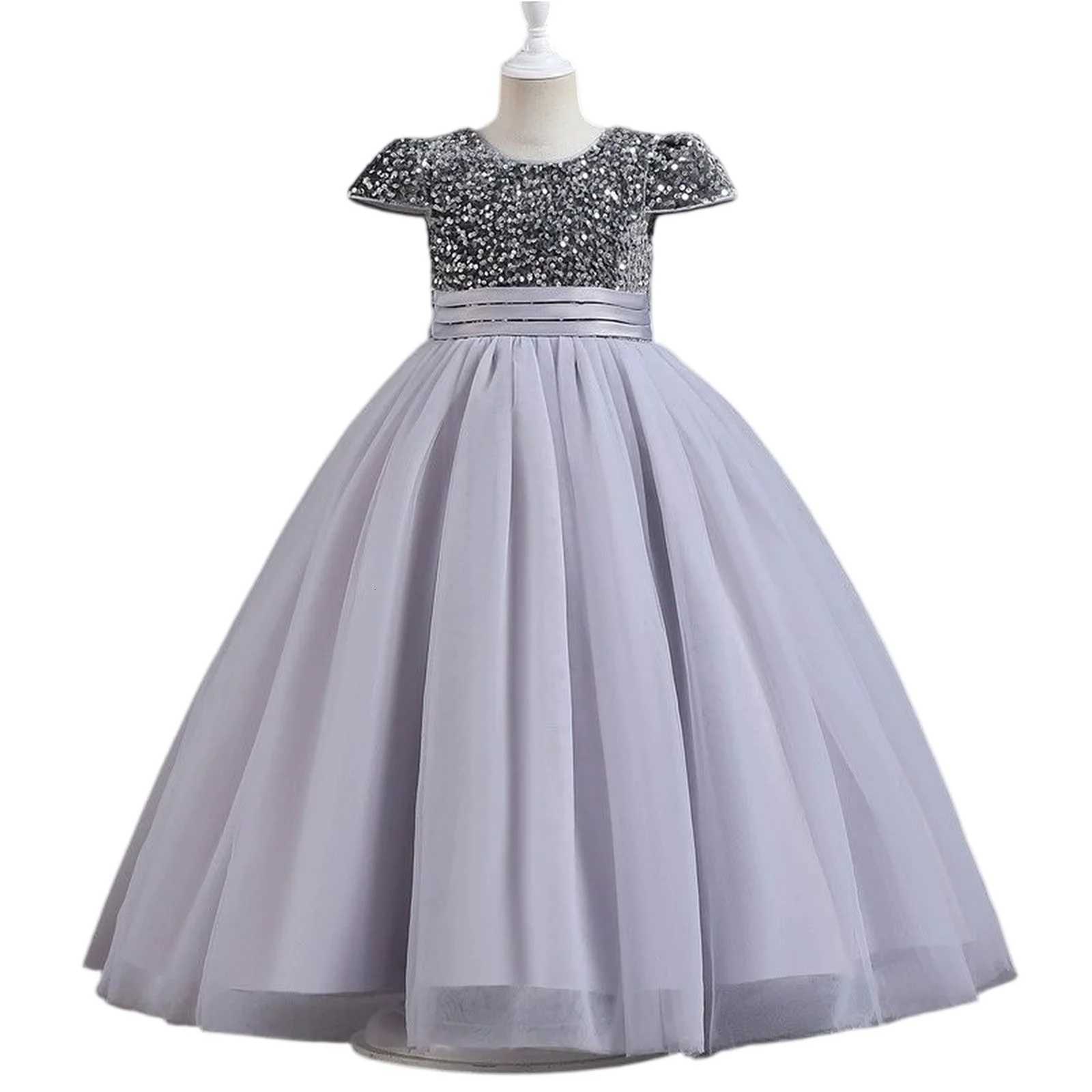 5 10 14 Years Children Evening Dresses Elegant Girls Dress Bridesmaid Sequin Long Princess Dresses Flower Elite Girl Formal Gowns Z250904