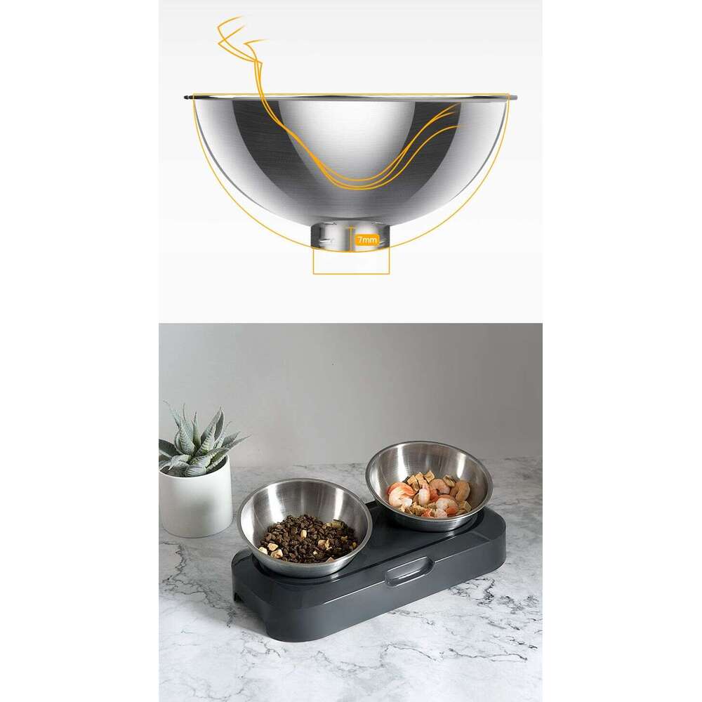 famous brand Pet Feeding Bowl Stainless Steel Non slip Feeder With Inclined Neck Cat And Protective