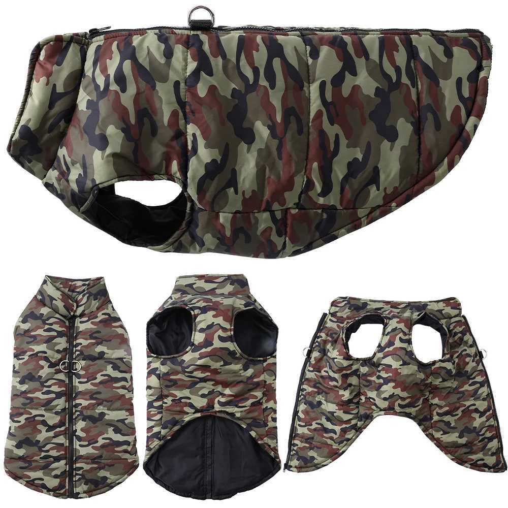 Winter Warm Big Dog Clothes Camouflage Sleeveless Pet Vest et Windproof Large Dog Coat Zipper Dring 4XL6XL Puppy Outfits W250904
