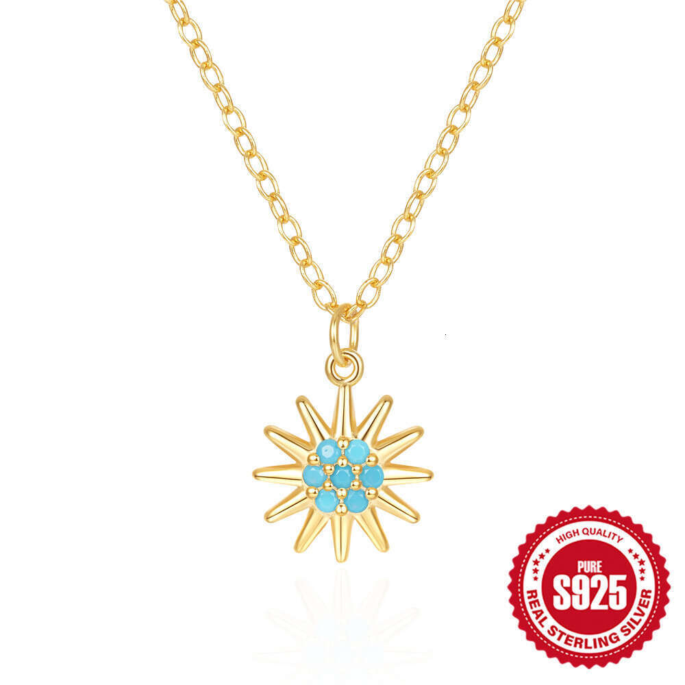 Fashion Niche Style S Pure Sier Butterfly Double Heart Water Drop Round Ball Turquoise Collarbone Necklace for Women