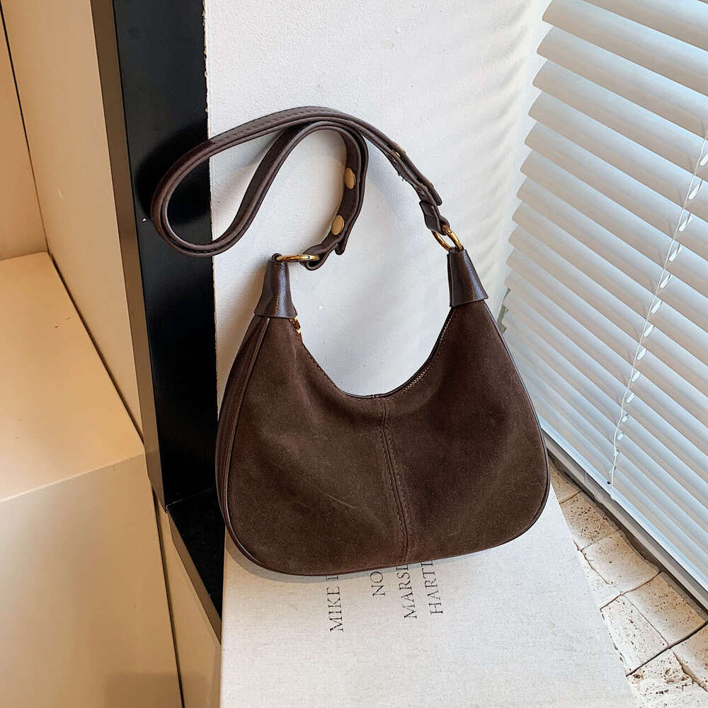 Frosted Design Women's Autumn Winter 2024 Trendy Patchwork Single Shoulder Underarm High-end Stylish Dumpling Bag