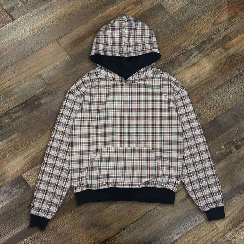 Autumn and Winter American Hip-Hop Reversible Plaid Print Loose for Men Y2K Sweatshirt