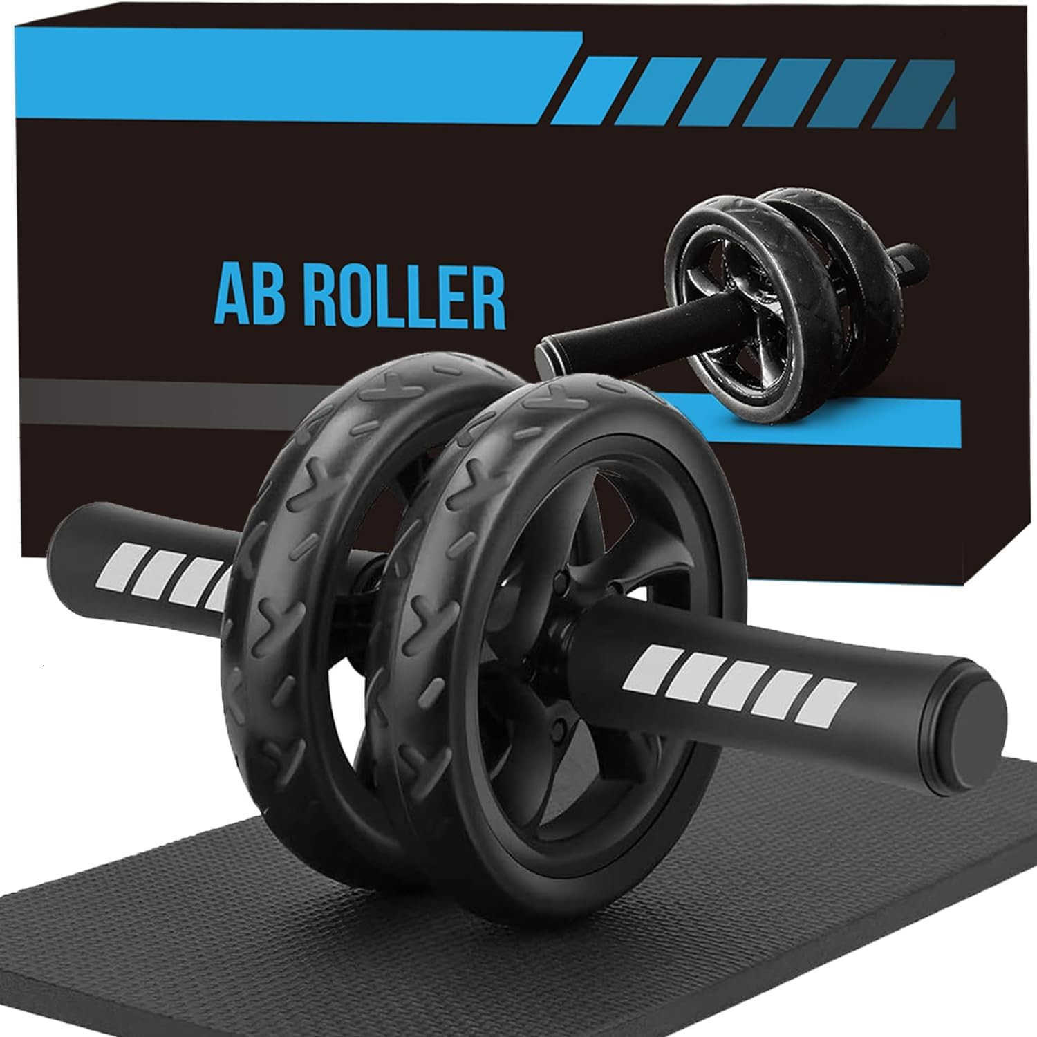 Ab Roller Wheel Home Gym Equipment for Core Workout No Noise Exercise Wheels with Knee Pad Fitness Training Wheel Abs Workout Equipment for Sports W25