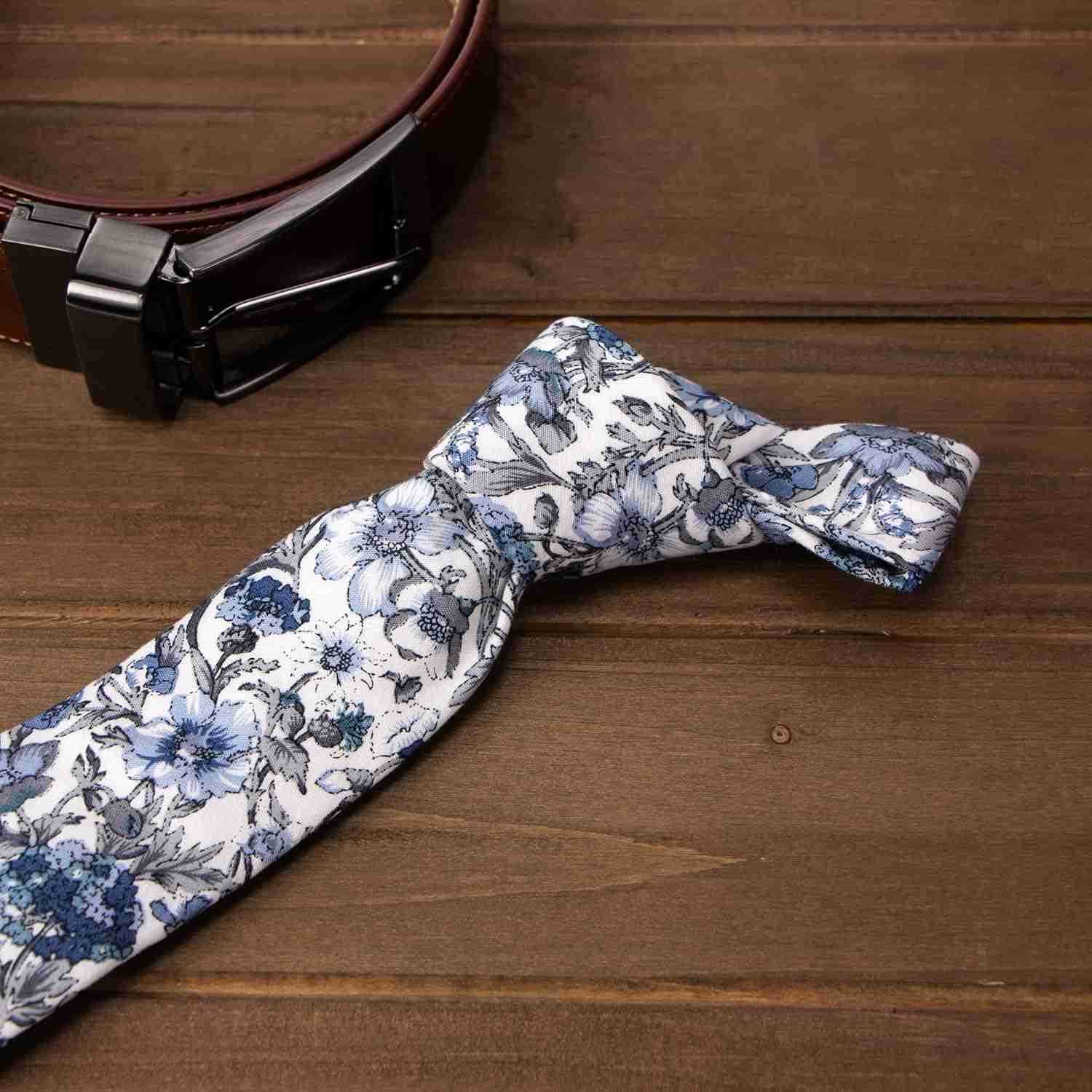 Mens Skinny Slim Cotton Floral Print NecktiesW250904