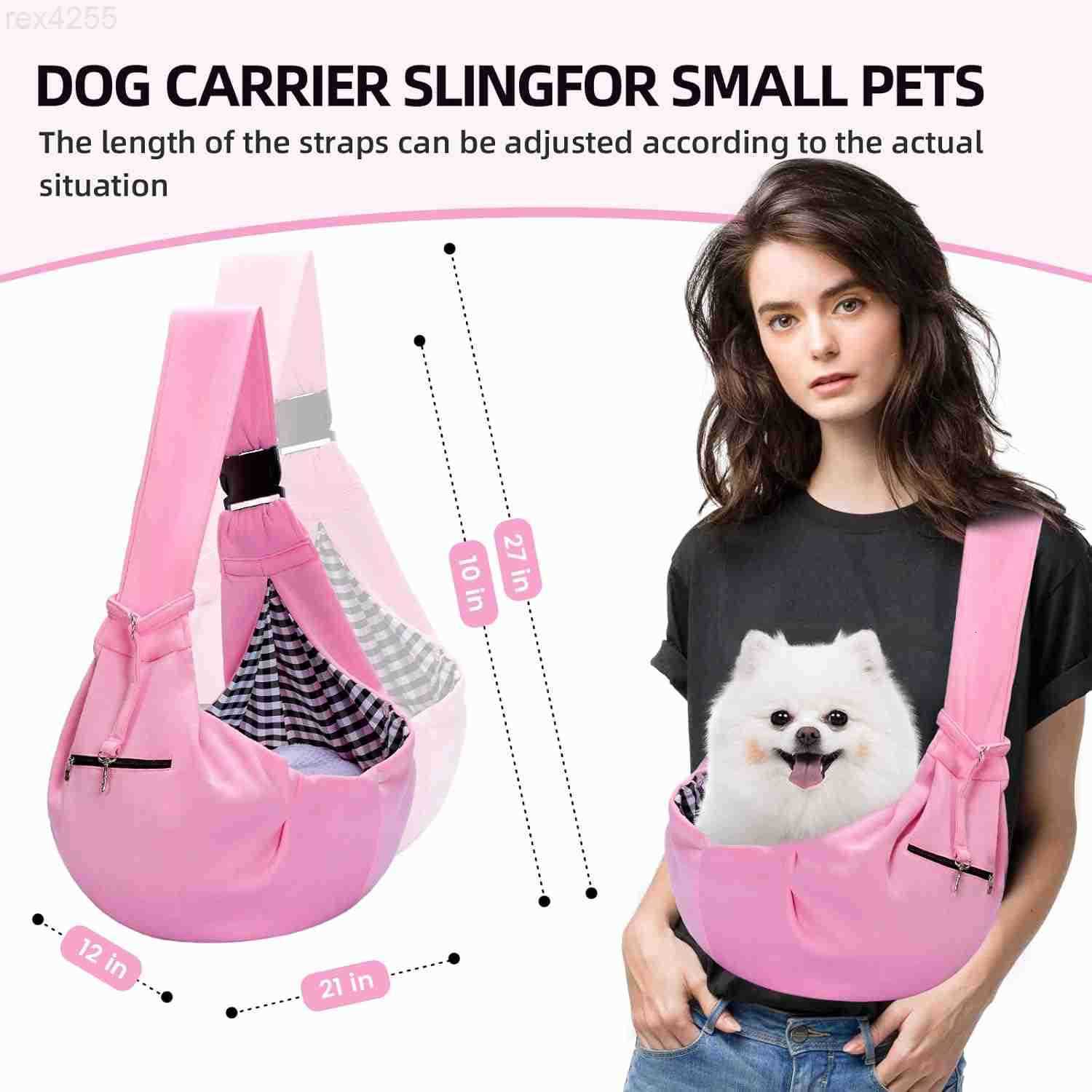 Dog Carrier Sling HandFree Dog Carriers for Small Dogs and Cats Puppy Sling Carrier with Zipper Purse Pocket Travel Safety Harness Puppy Essentials Pi