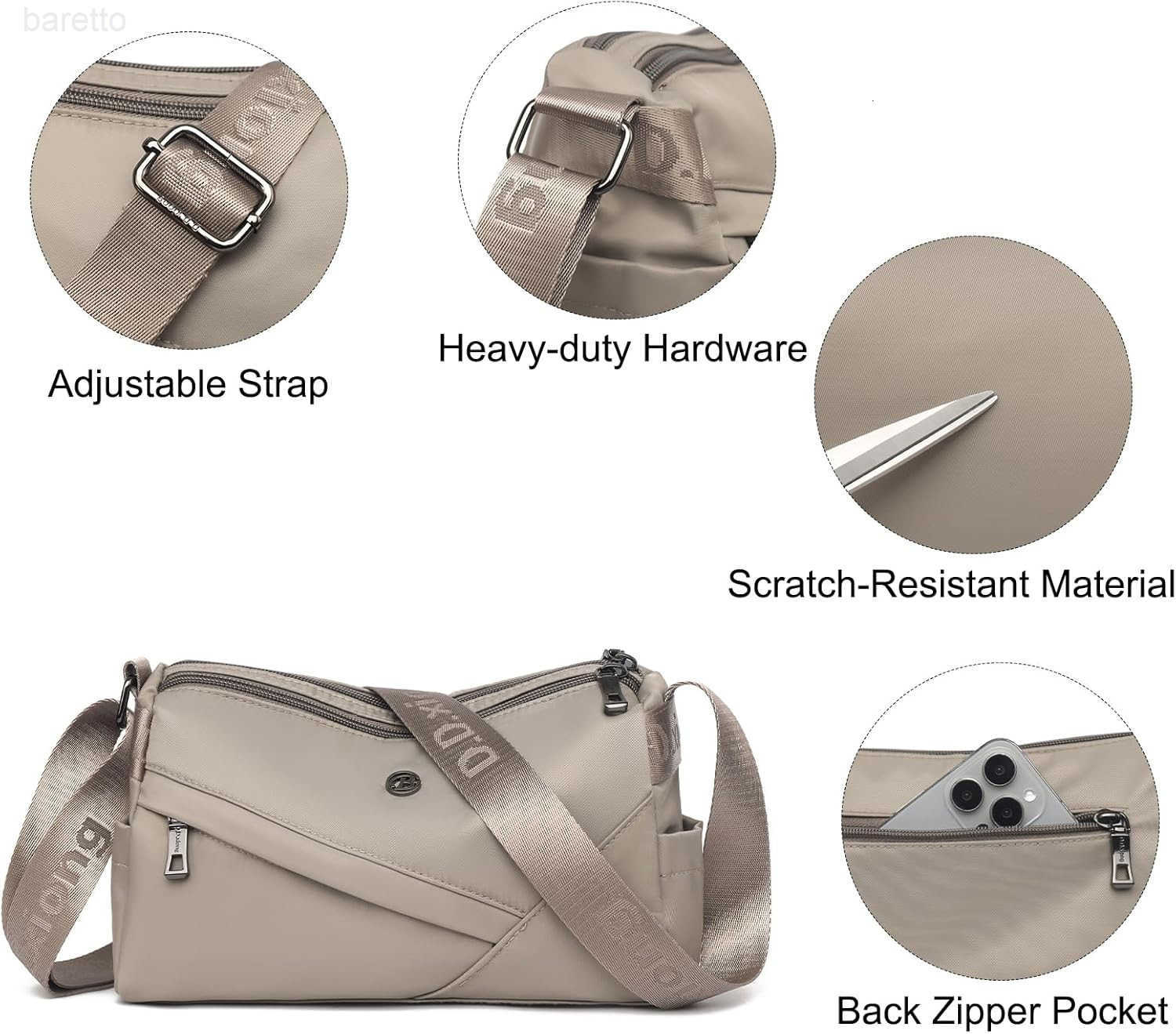 Crossbody Bags for Women Small Shoulder Bag Nylon Simple Purse with Zipper Lightweight Casual Mini Purse M250903