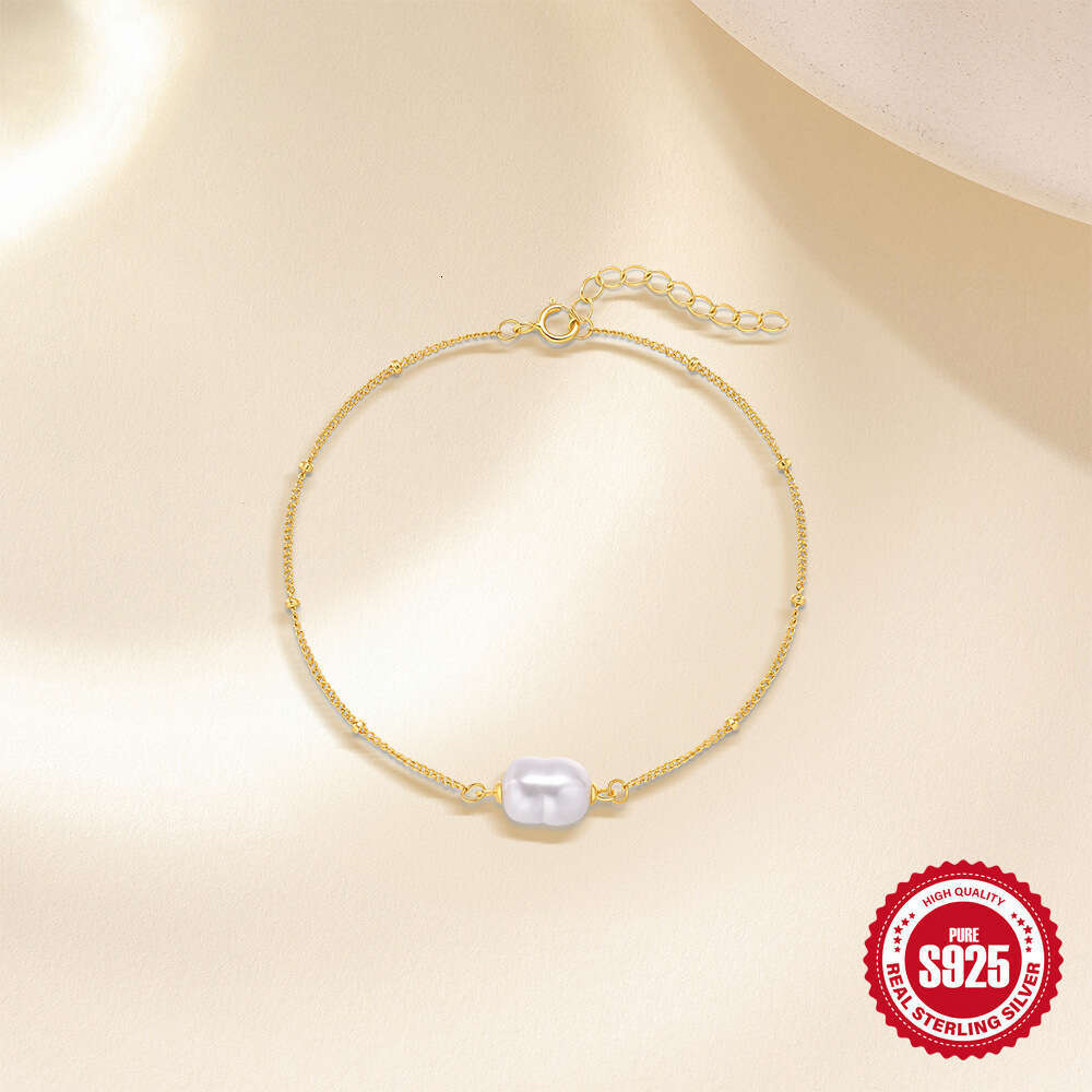 Fashion Simple S Pure Sier Light Niche Pearl Personality Temperament Design Sense Minimalist Style Bracelet Necklace