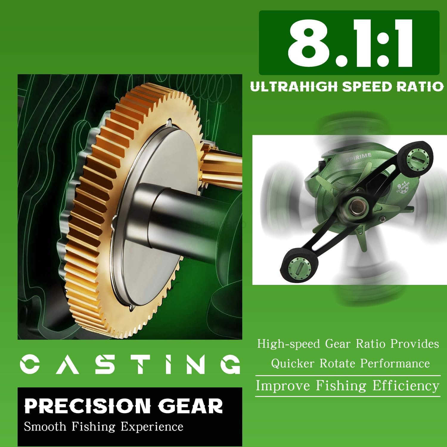 Fishing Baitcasting Reel Baitcaster Fishing Reels with 91BBMagnetic Braking System W250904