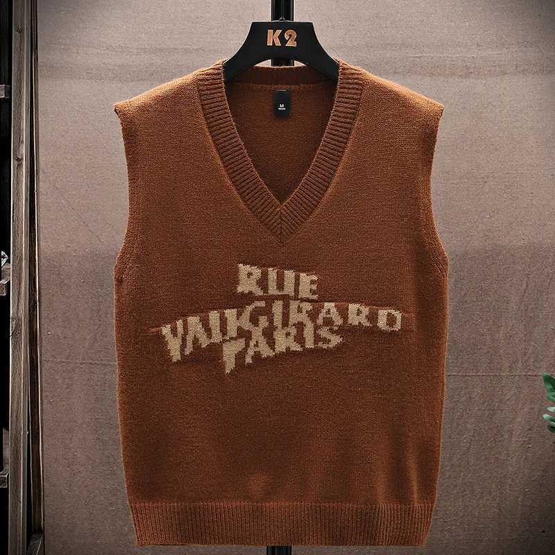 Mens V Neck Knit Vest Versatile Design RUE VAUGIRARD PARIS Pattern K2 Hanger Daily Campus Leisure UseXJ250904