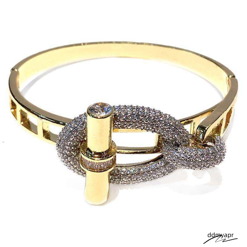 New Horizontal Bar OT Ddmyday Series Ring Bracelet Set Pig Nose Light Copper Inlaid With Zircon Ddmyday