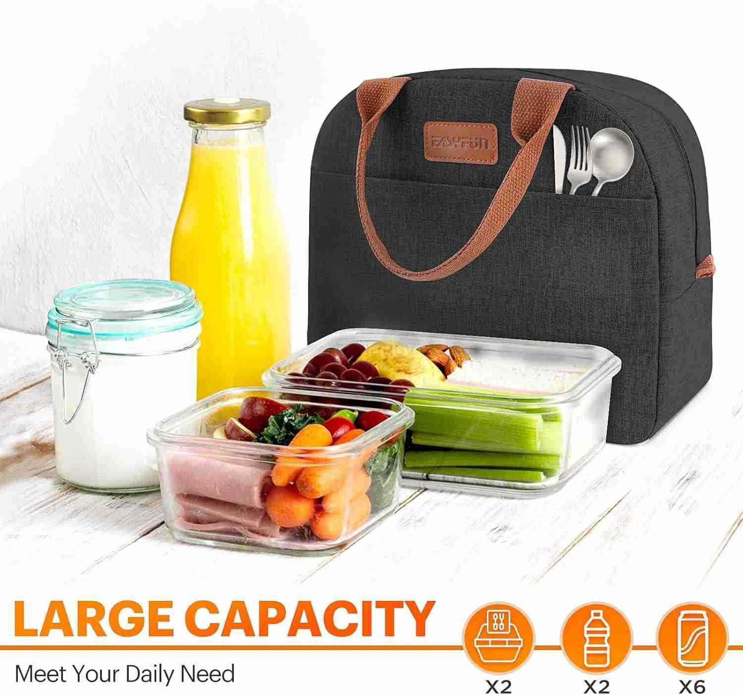 Lunch Bag for Women Men Adult Insulated Lunch Box Small Leakproof Cooler Food Lunch Containers Reusable High Capacity Lunch Tote Bags for Work Travel 