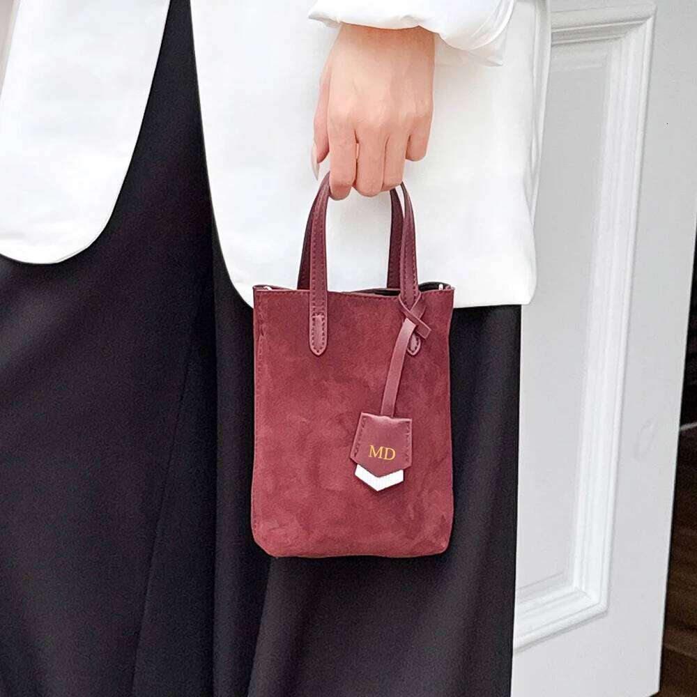 Small Suede Women Phone Custom Female Crossbody Shoulder Bag Personalize Letters Top Handle Mobile Tote Purse