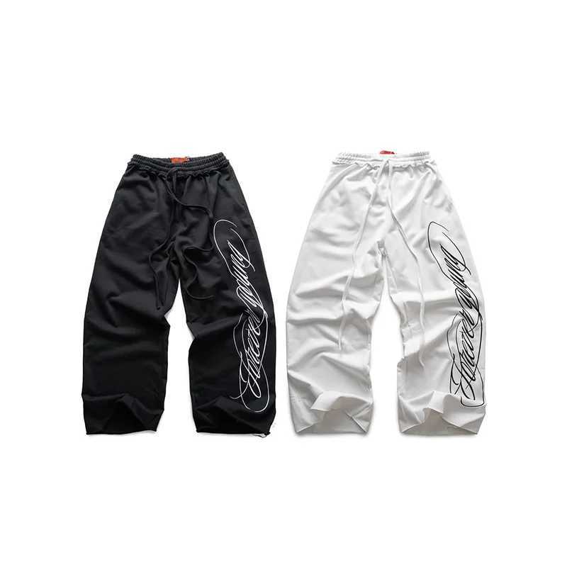 Y2K Hip Hop Loose Pants Fashion Graffiti Style Letters Printing Design Casual Drawstring Sweatpants Men Women Comfort StreetwearXJ250904