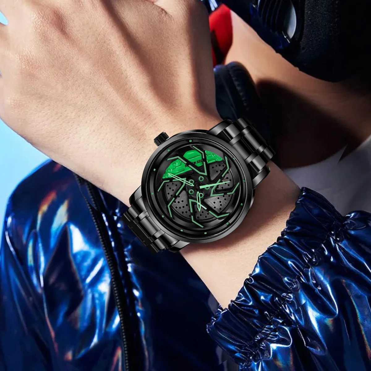 UTHAI CQ325 Fashionable Men watch with wheel clamp designrotating hollow quartz watchcool clock gift watches for man X250904