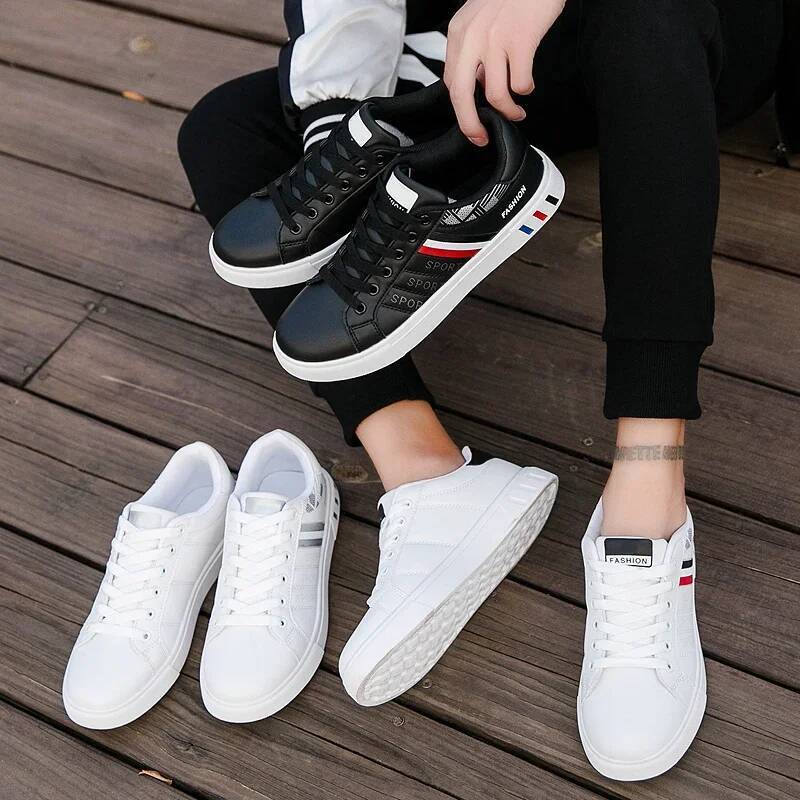 2024 Mens Casual Sneakers New Fashion Lace-up White Student Comfort Sports Plus Size Vulcanized Shoes Zapatillas De Hombre ddmysaturn