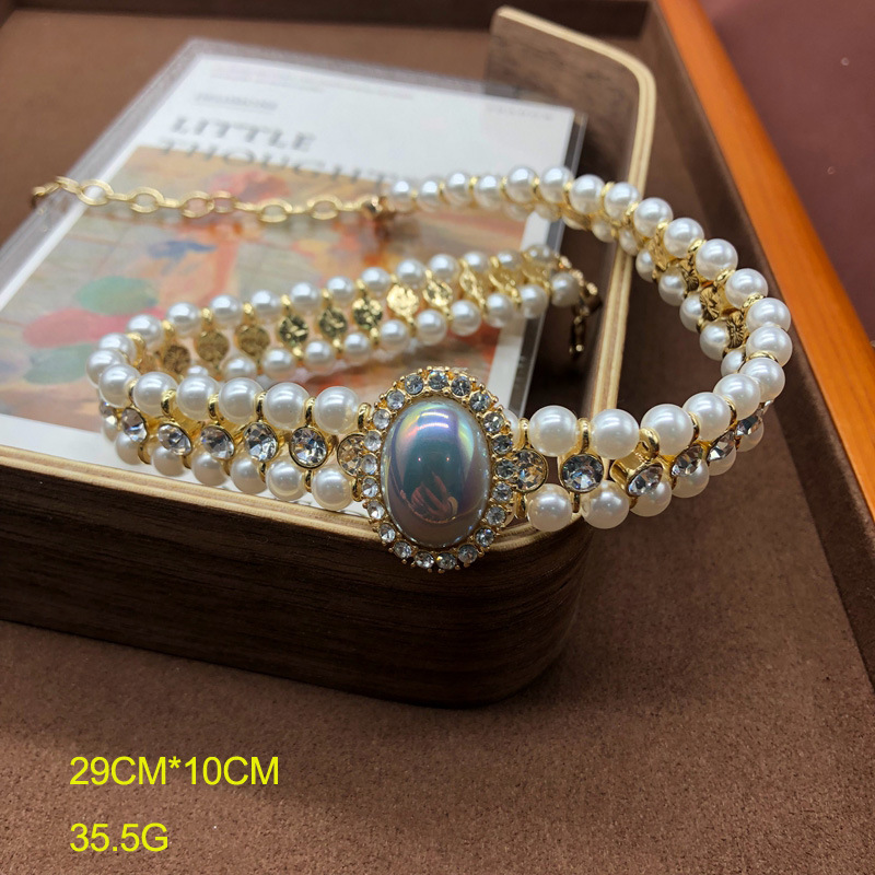 Luxury Necklaces Designer Jewelry Vintage Multilayer Pearl Chokers for Women Mabe pearl colorful Crystal Necklace Evening gown accessories Holiday gif