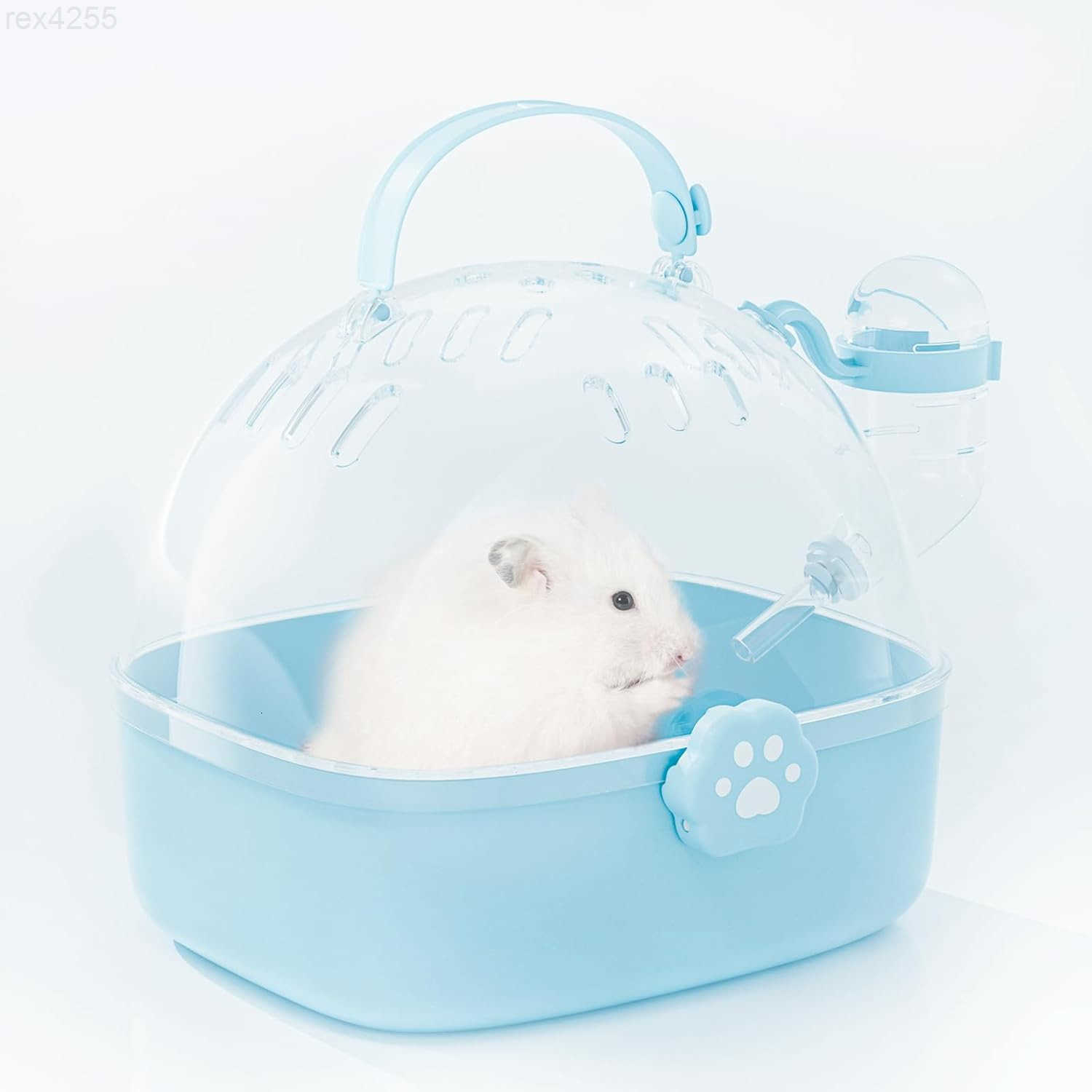 Small Animal Carrier Cage with Water Bottle Portable Hamster Travel Carrier Carry Case 724 L669 W 642 H for Small Pets Gerbils Mice Dwarf Hamster Blue