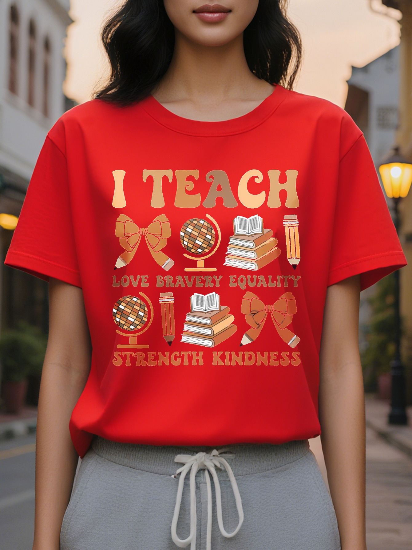 Women's I Teach T-shirt Short Sleeve Summer Top with Inspirational Message Black Casual Round Neck Shirt Made