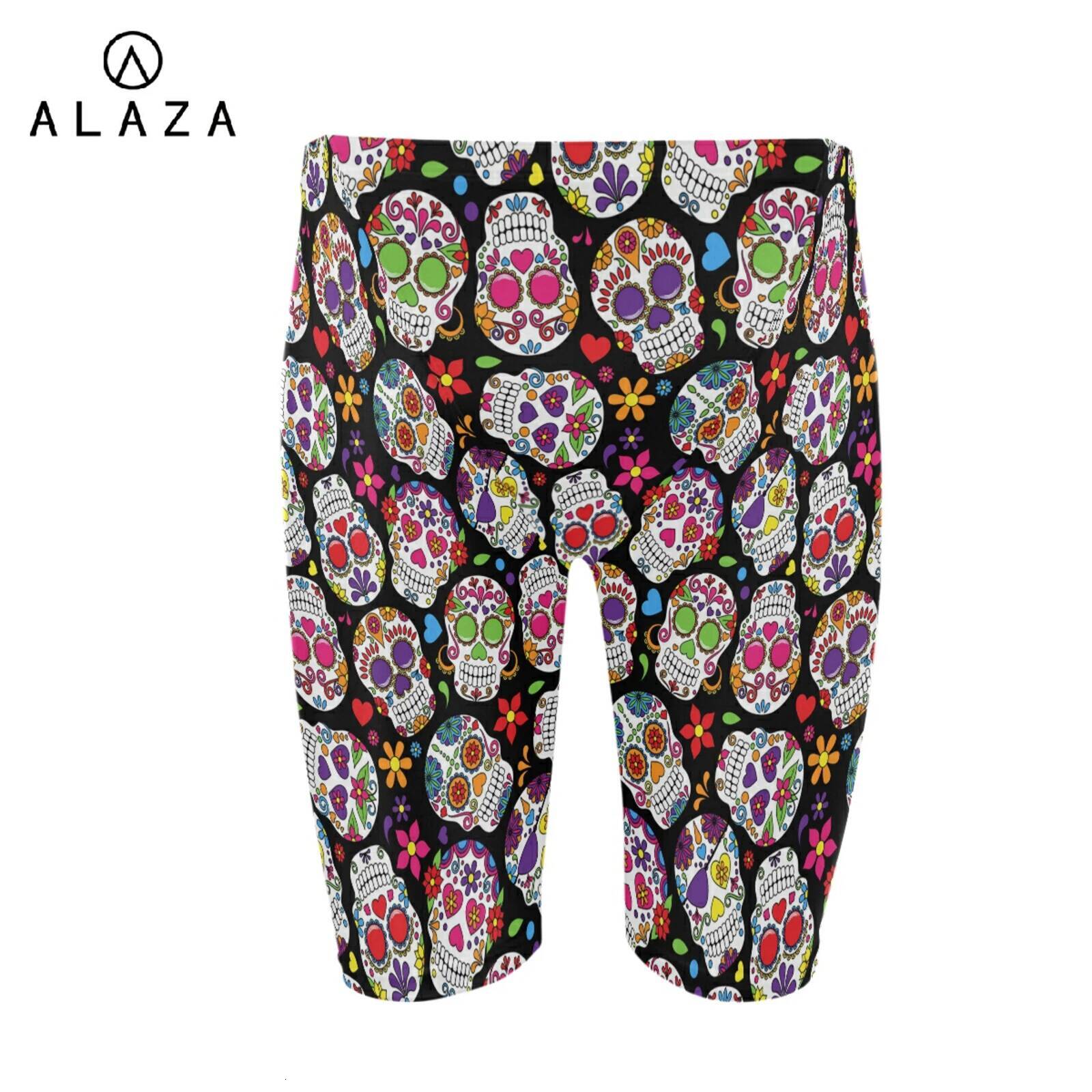 NEW Professional Competitive Swim Trunks Swimwear Men Brand skull print Jammer Swimsuit MEN'S swimming jammer