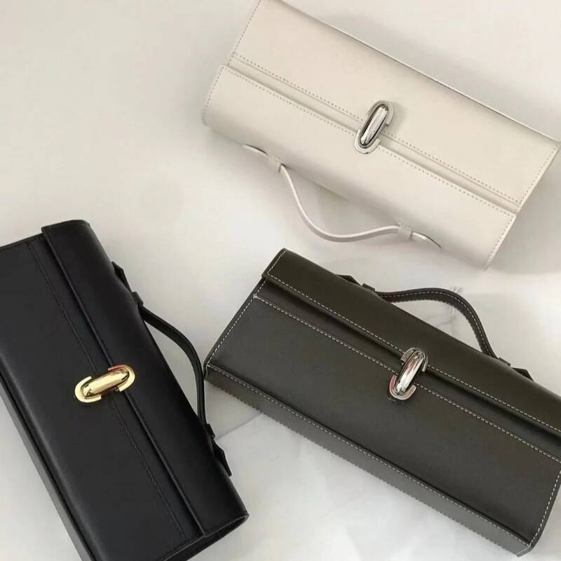 SAVETTE Brand Genuine Leather Small Square Bag Rectangular Baguette Tote Women's Simple Handbag