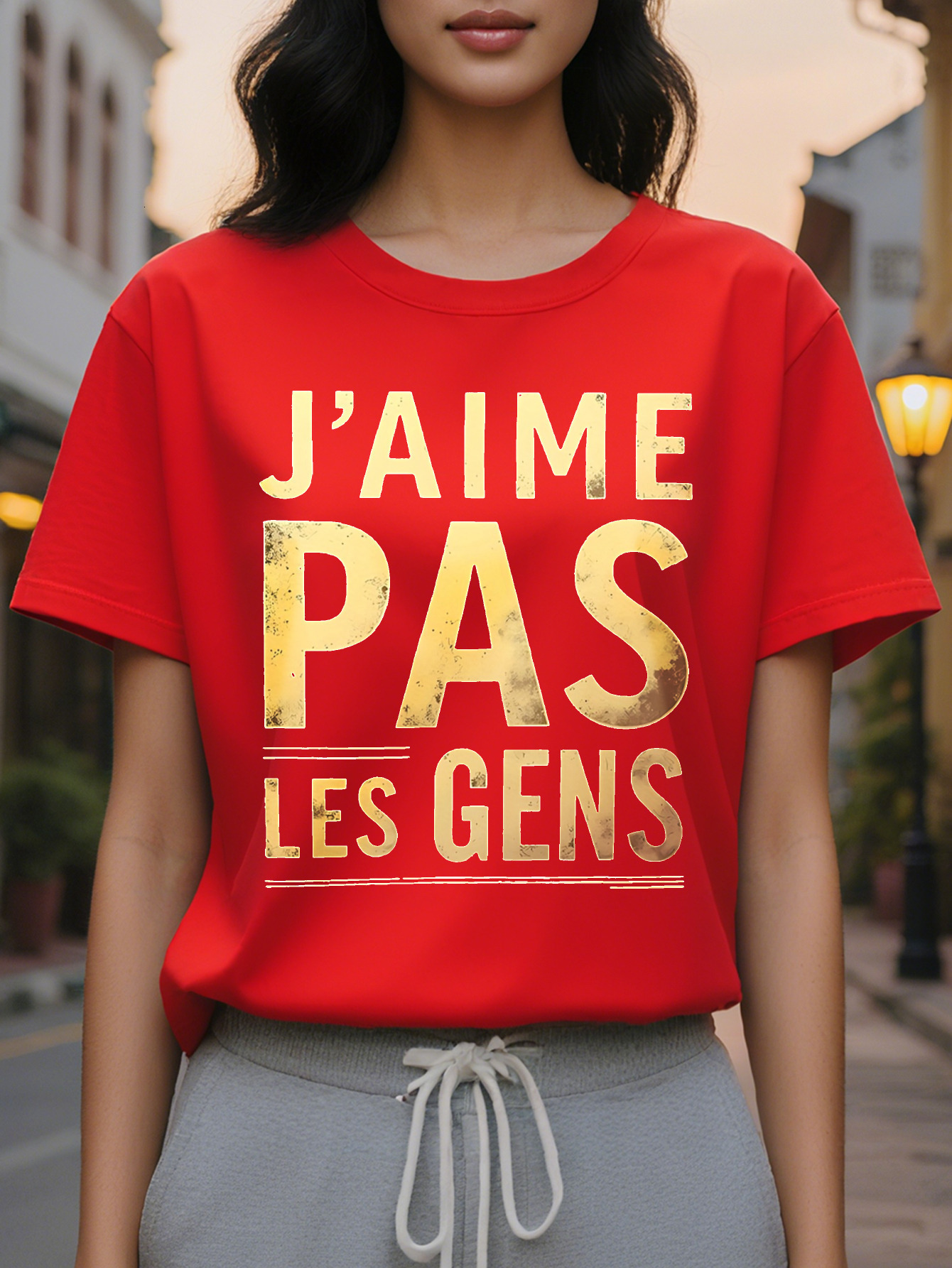 100% Cotton Printed Round Neck Short Sleeve American T-shirt Women's Spring and Summer New Slim Fit Slimming Fashion Top