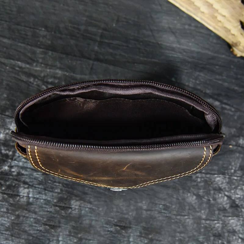 Real Cowhide Waist Genuine Leather Retro Cell Phone Men Double Layer Clutch Bag Wallet Casual Male Fanny Pack Hip high-quality