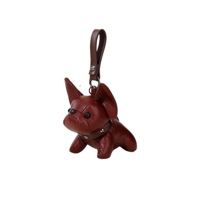 DHEssentials 2025 French Bulldog Keychain Leather Plush Pendant Mini Doll Backpack Charm Birthday Gift