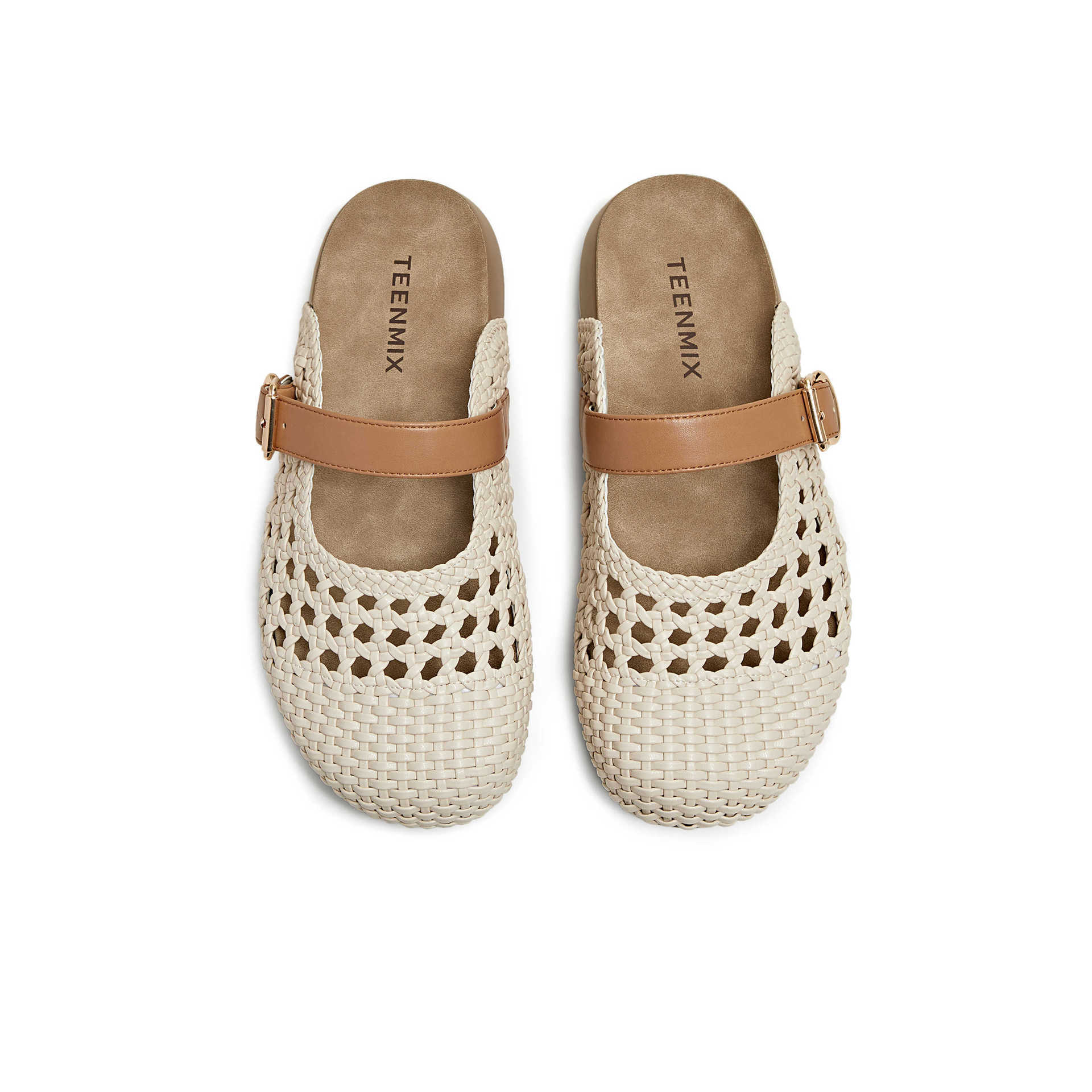 2025 Designer's New Woven Hollow Retro Thick Bottom Closed Toe Fashion Half Slippers