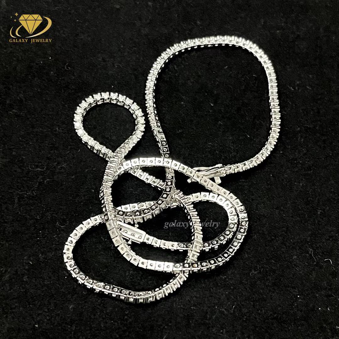 Ready to Ship Moissanite Tennis Chain Diamond Prong Set 925 Sterling Silver Eternity Band Glow Necklace Moissanite VVS Bracelet